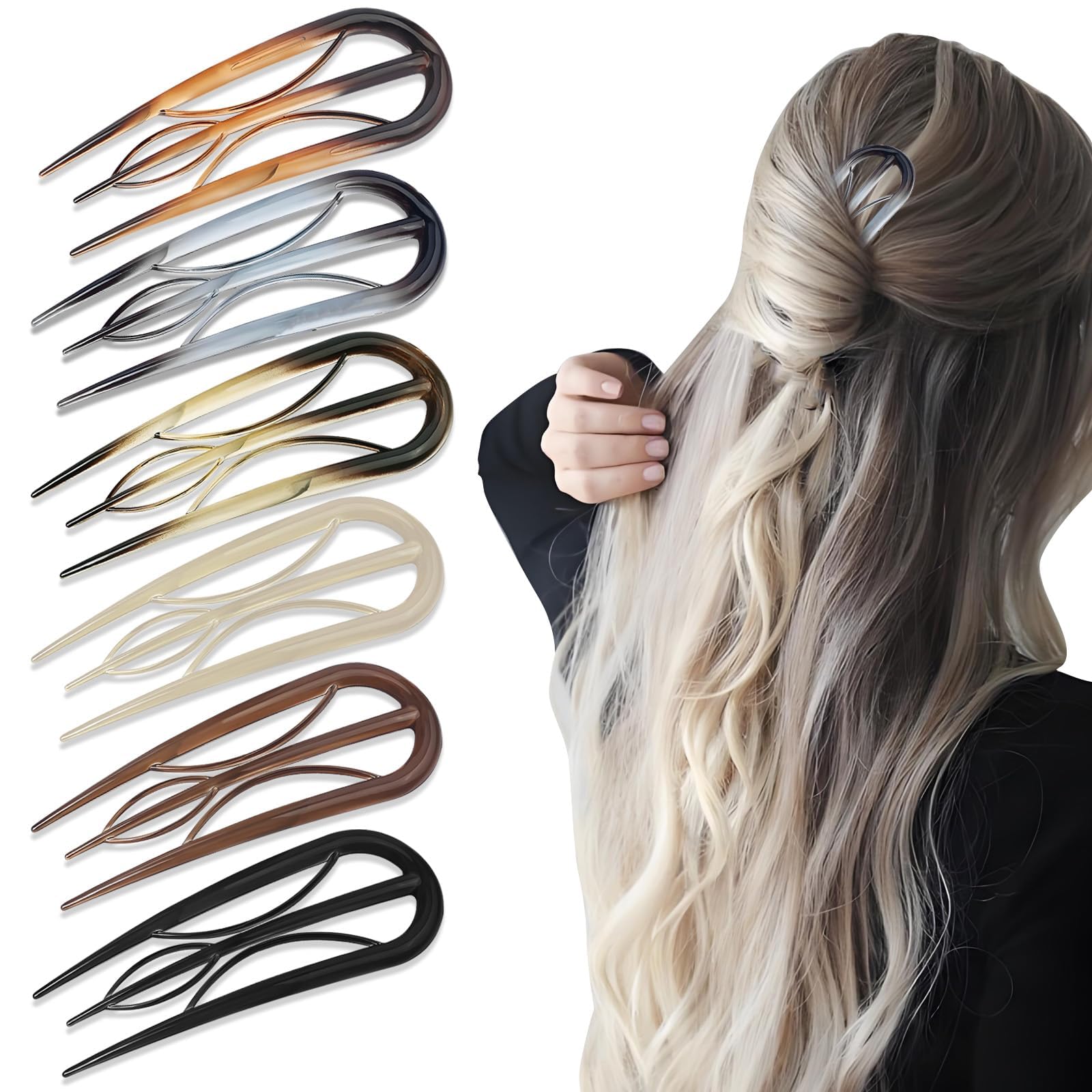 HINGTAI clip frances-u estilo retro carey para peinados elegantes.