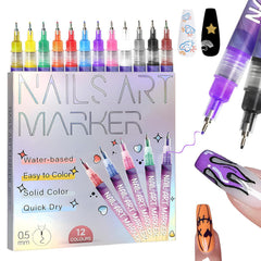 Hinourisha bolígrafos de arte para uñas 12 colores para diseños detallados
