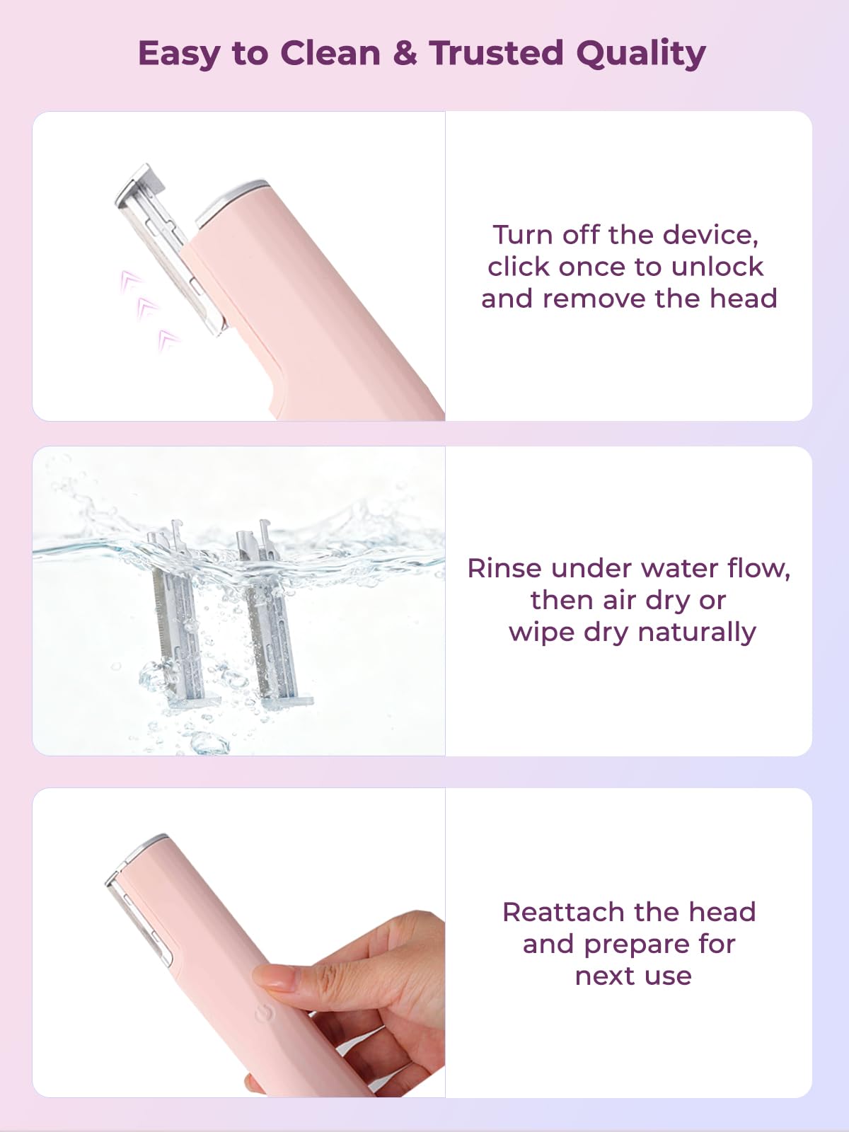 Hiotu Dermaplane: mango de silicona ergonómico para un agarre cómodo.