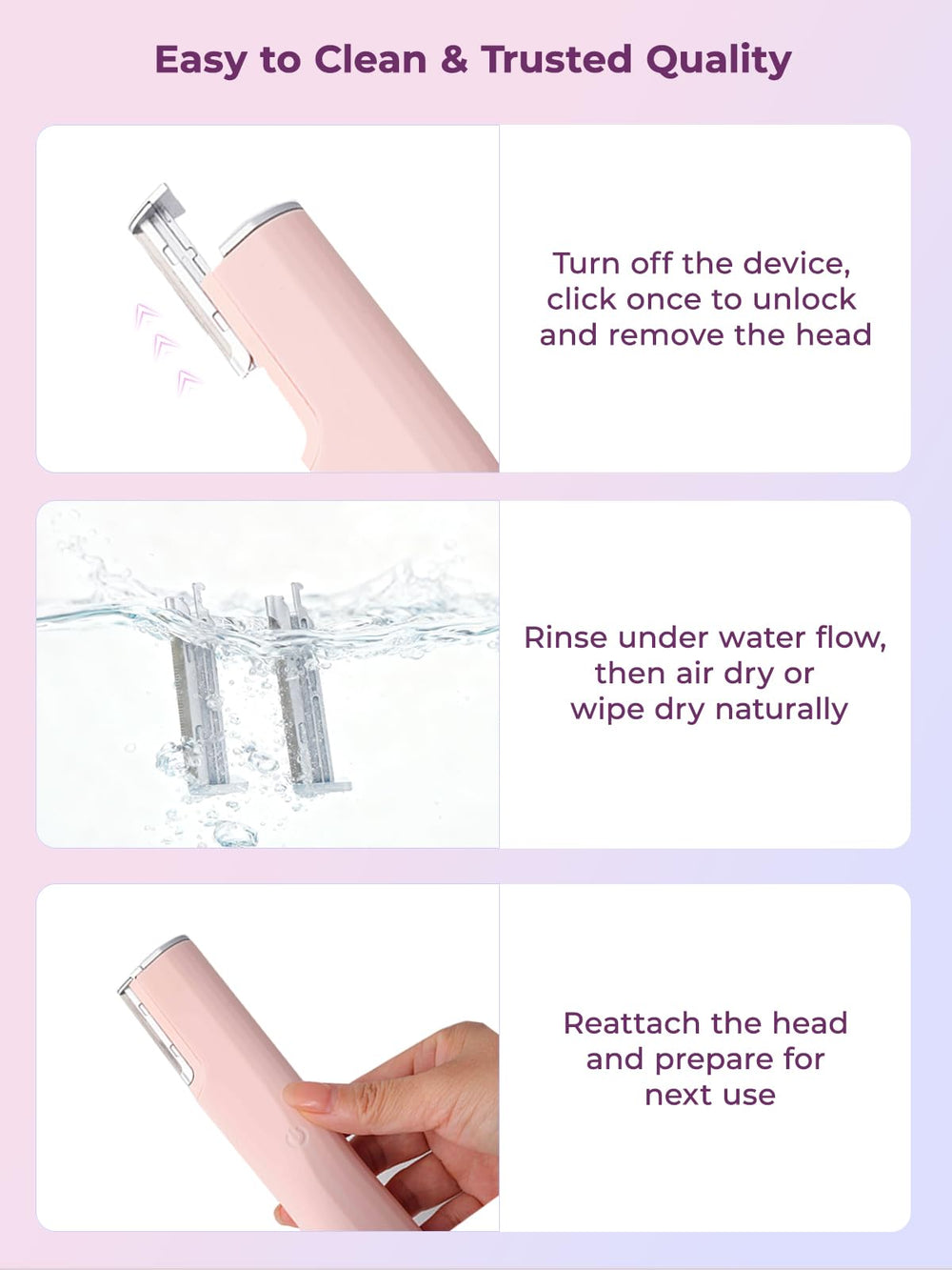 Hiotu Dermaplane: mango de silicona ergonómico para un agarre cómodo.