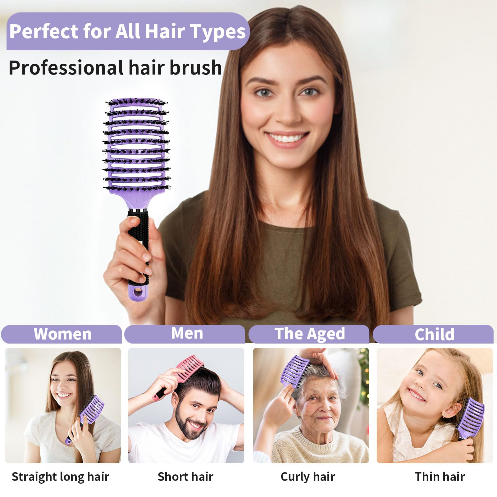 HIPPIH cepillo para cabello seco desenreda sin tirones y reduce estática
