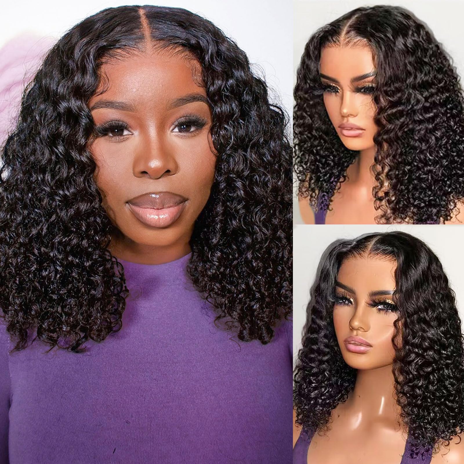 HIRIREMY Bob con onda profunda frontal de encaje HD para un look natural diario