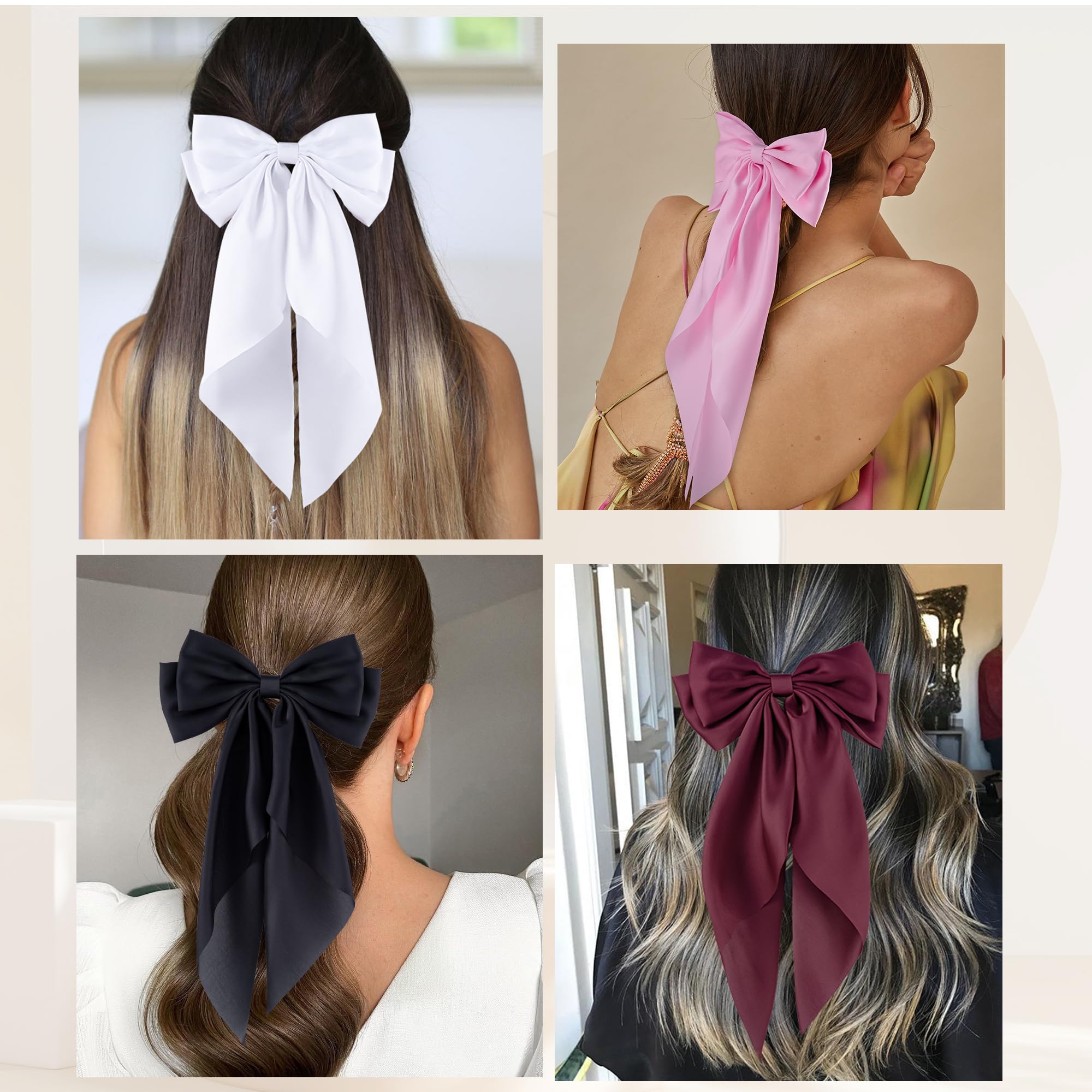 Set de seis clips de Hisial con lazos grandes para combinaciones de color
