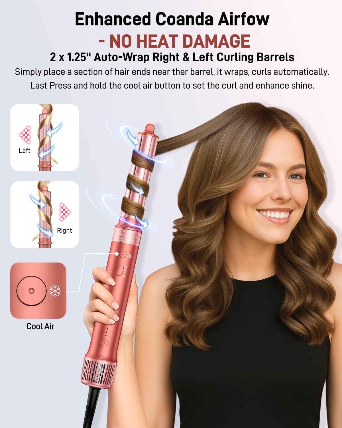 Hittiona cepillo-redondo para rizos suaves y naturales