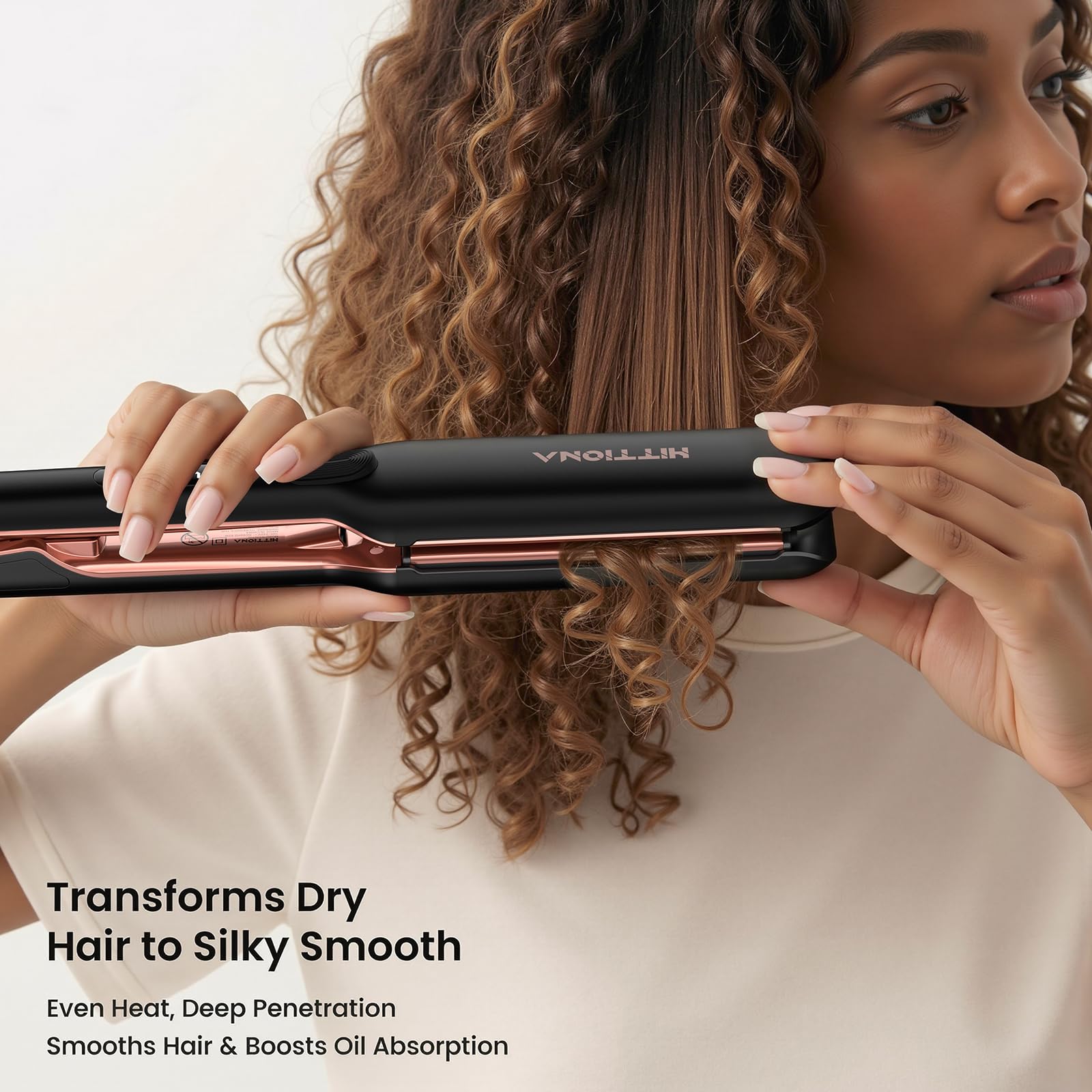 Hittiona plancha pelo voltaje dual y cable 360 para viajes