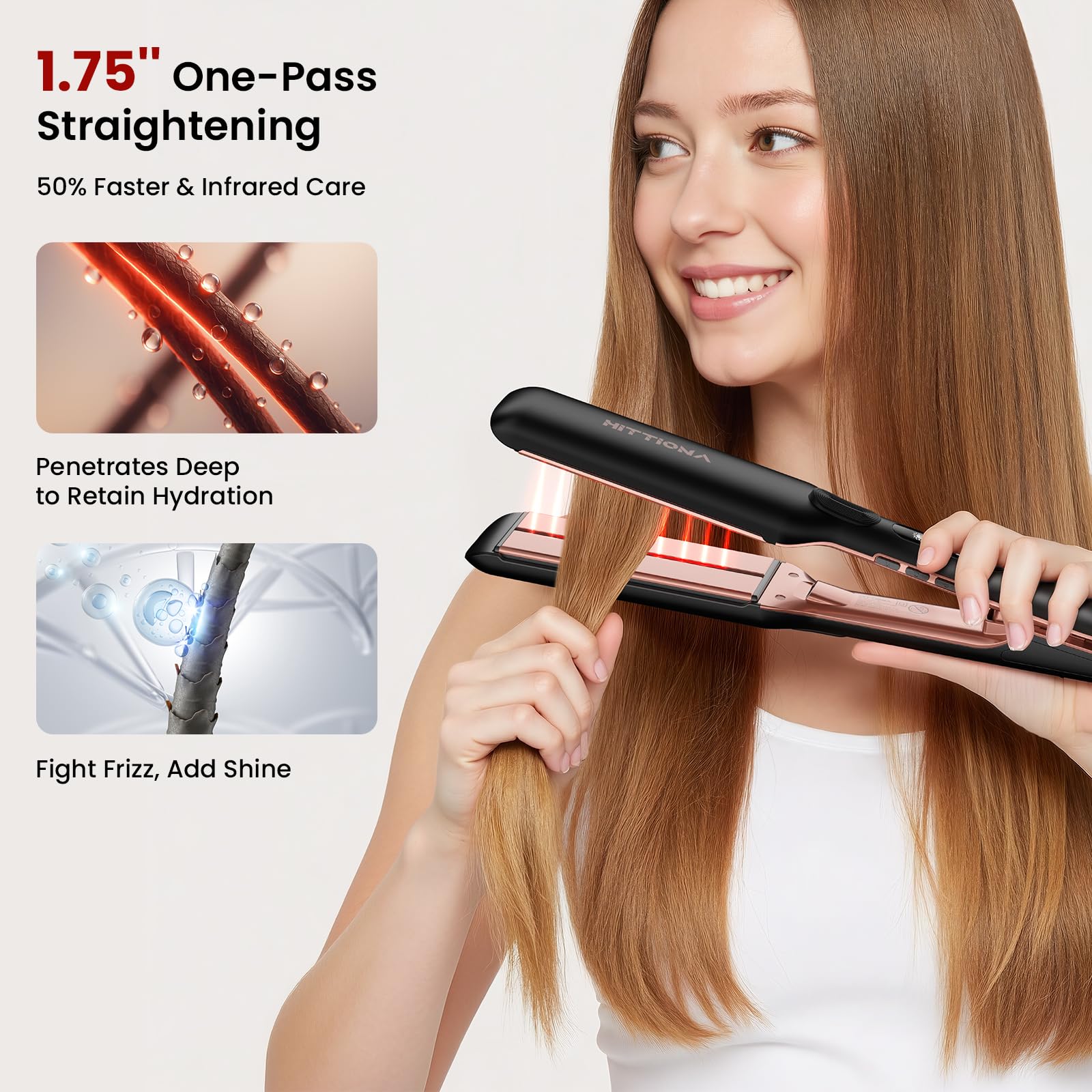 Hittiona plancha pelo con iones negativos para brillo suave