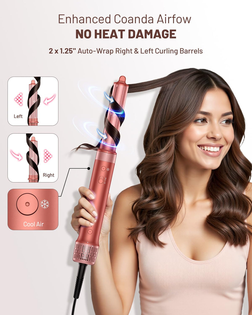 Hittiona tecnología de iones negativos para frizz reducido.