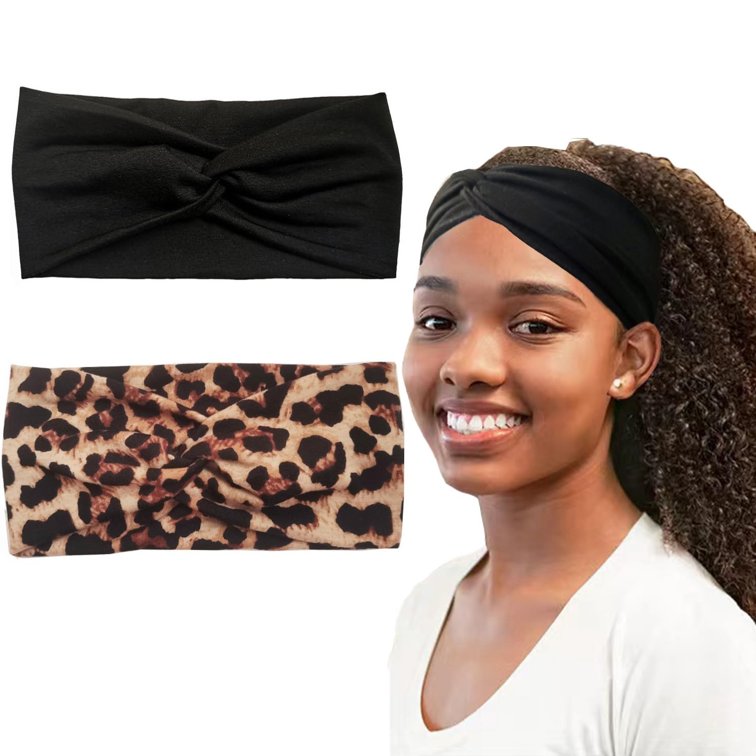 Bandas turbante Hjiaruiky en negro, cómodo y elegante para uso diario.