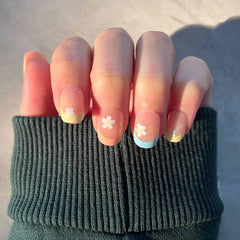 Uñas falsas Hkanlre frances-cuadrado acabado-brillante, brillo duradero para cualquier estilo.