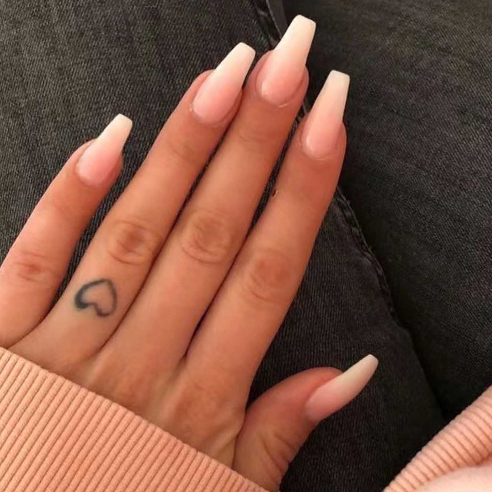 Uñas postizas Hkanlre en forma ataúd con diseño jelly para un look elegante