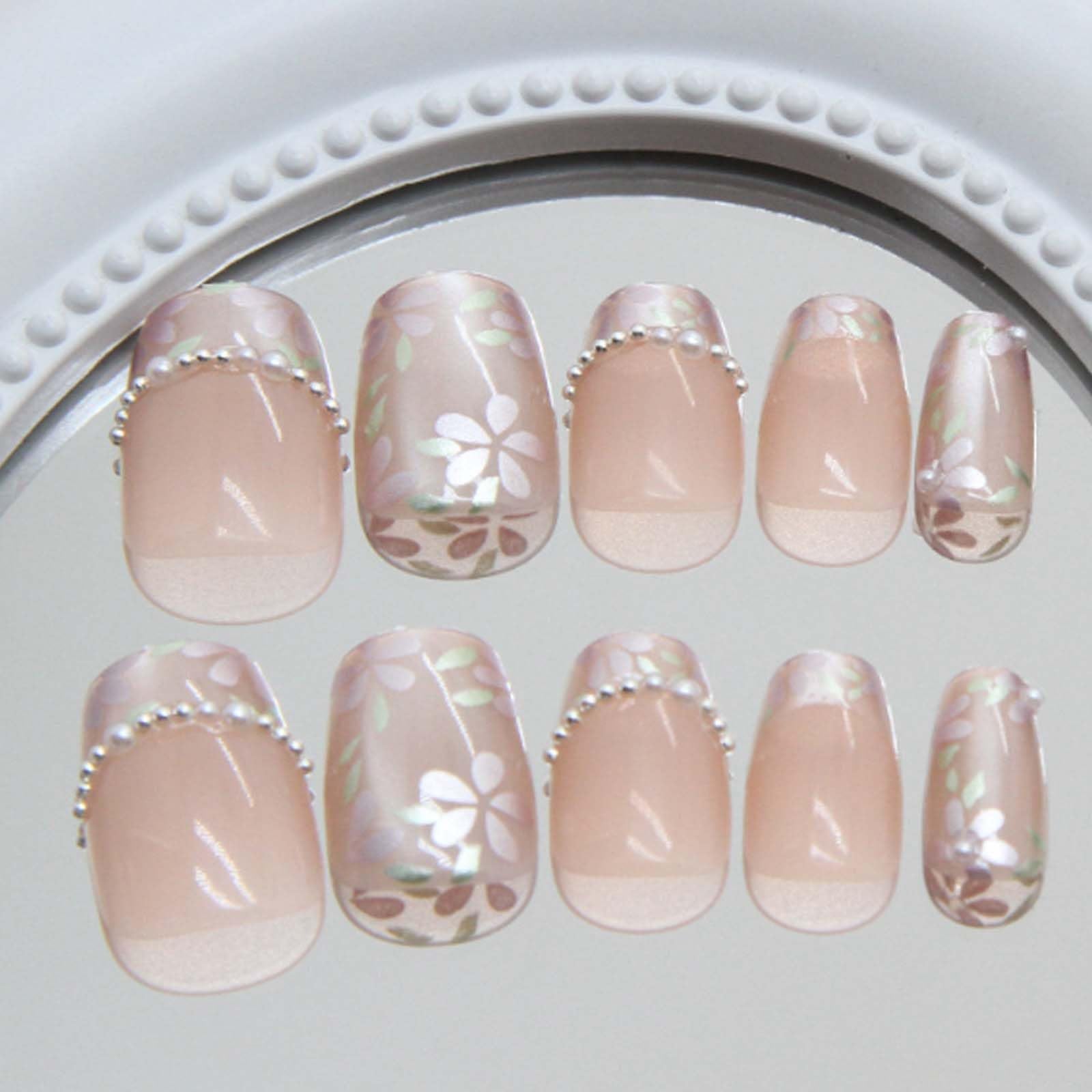 Hkanlre Uñas rosadas pastel, estilo suave para uso diario