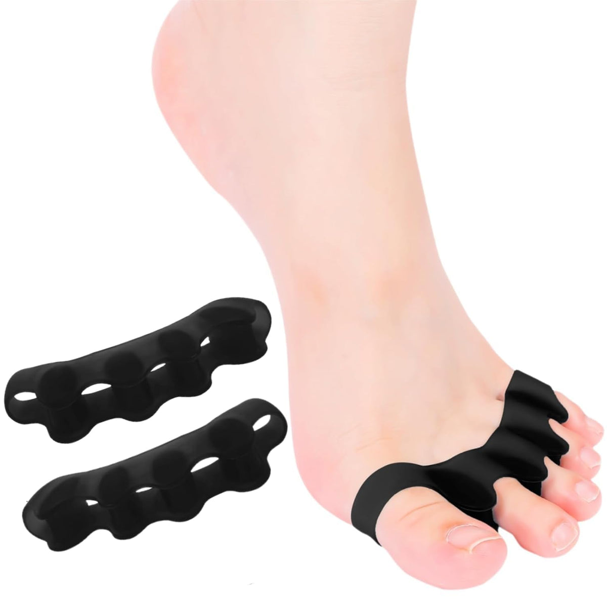 Los espaciadores de dedos HLOES tienen diseño ergonómico para alinear el pie con comodidad.