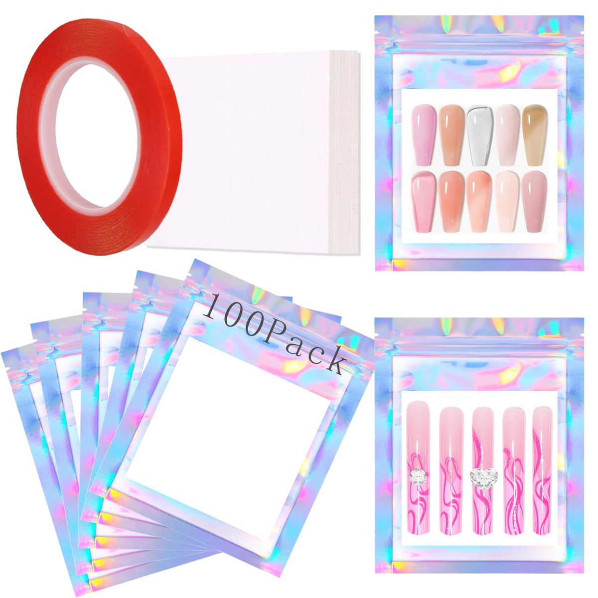 HLQHXWHZT bolsas para uñas, 100 piezas, exhibición profesional