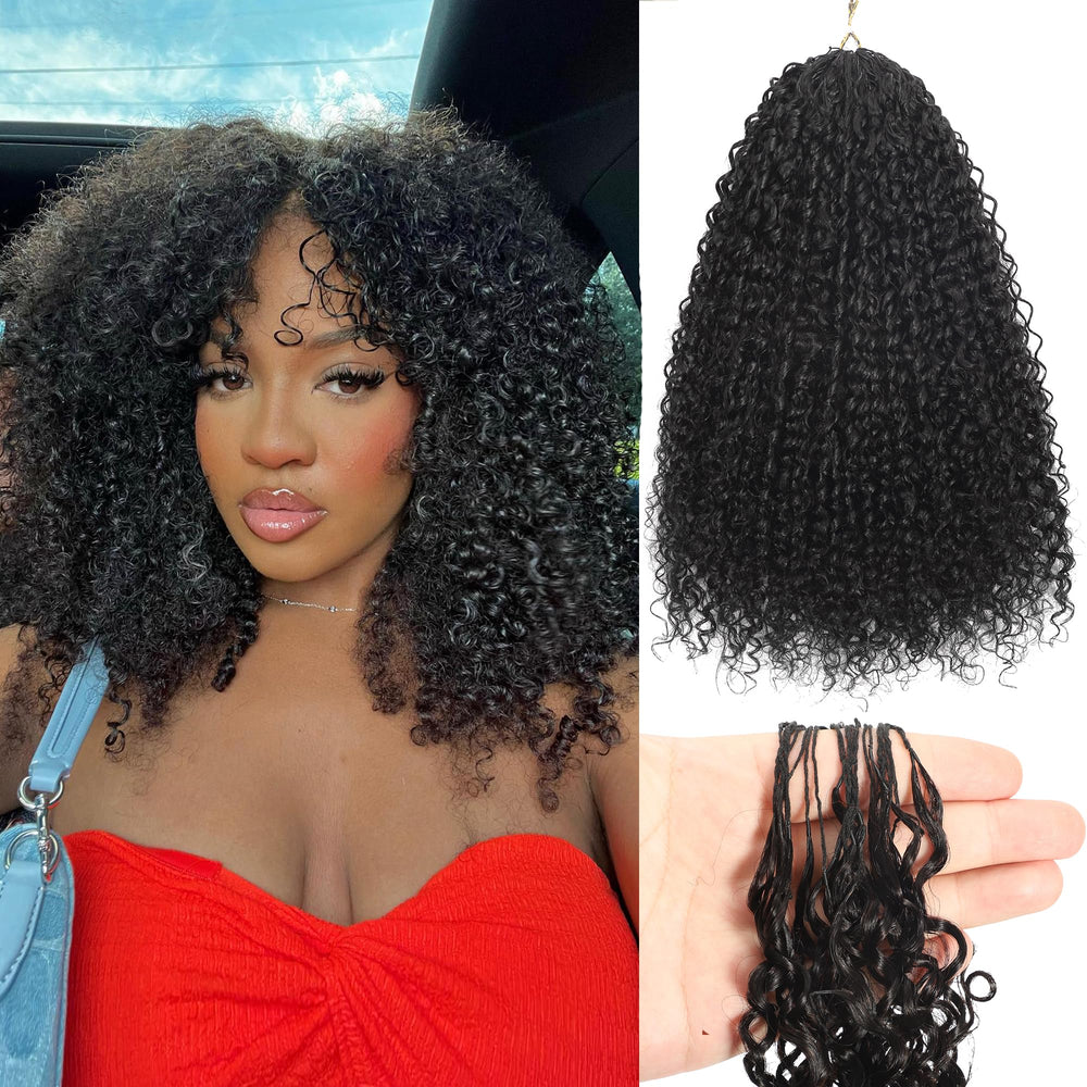 HLSK Afro Kinky Curly 16 pulgadas negro natural con acabado suave.