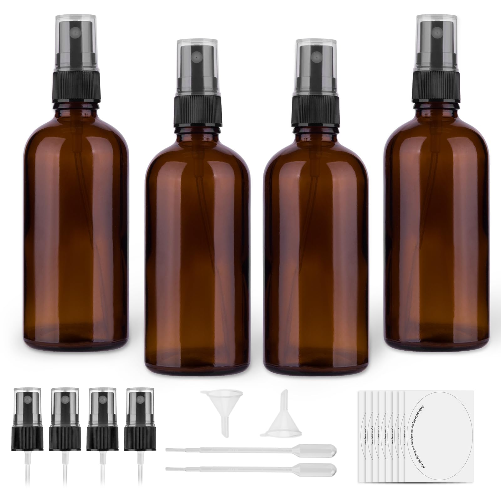 Frascos hmaimas ámbar 4 onzas en set de 4, ideales para aceites