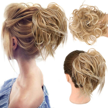 HMD Tousled Updo mess bun with clip-in for quick volume and secure wear