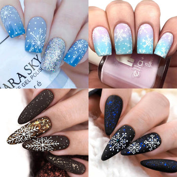 HNUIX paquete 8 hojas, decoraciones de invierno para uñas, uso rápido y sencillo.