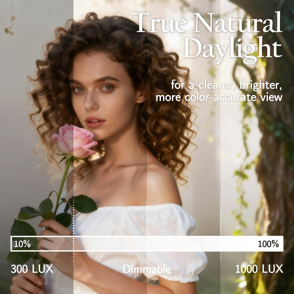 Miroir HNV avec trois modes lumineux et réglage d'intensité.