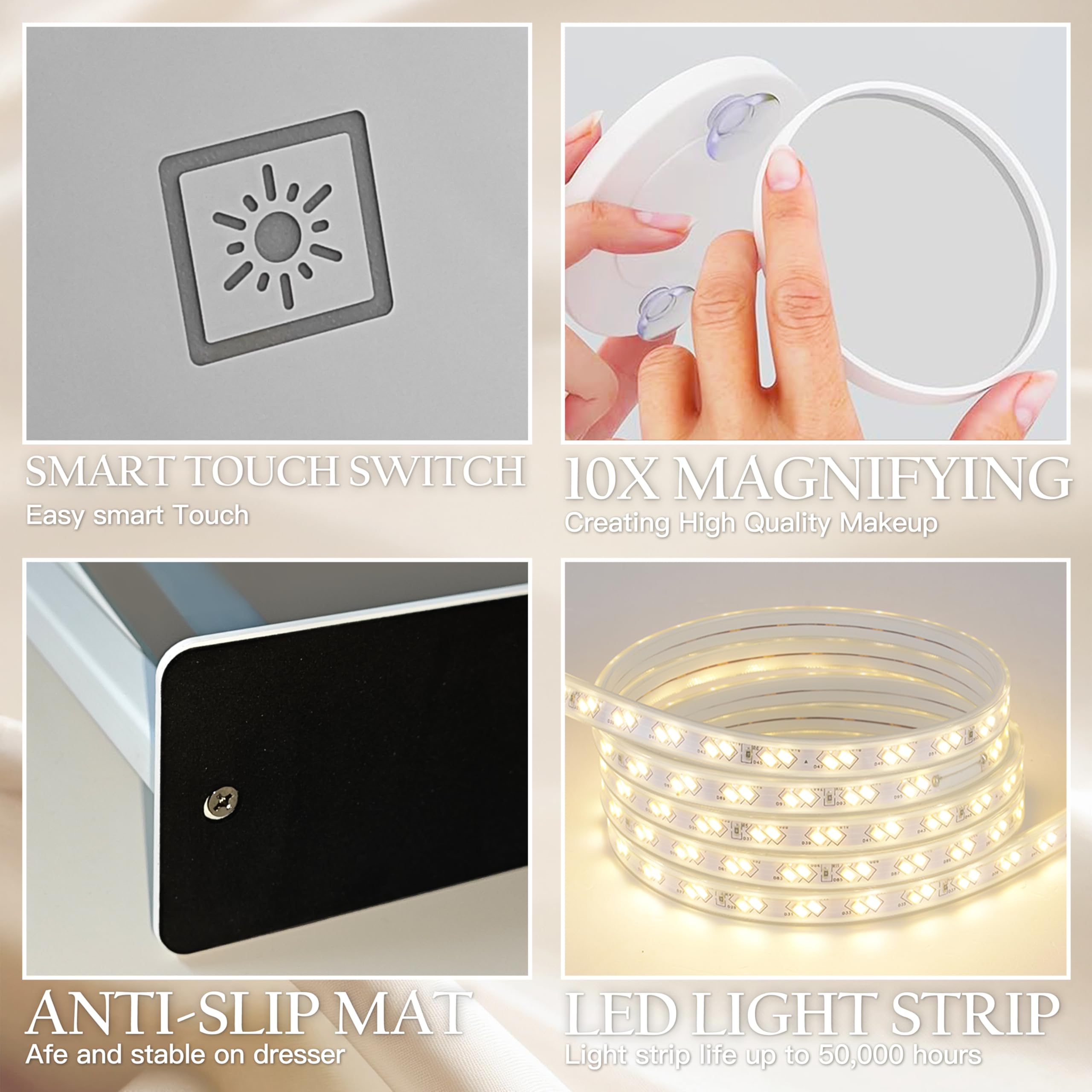 Cadre arrondi et design élégant du miroir HNV.