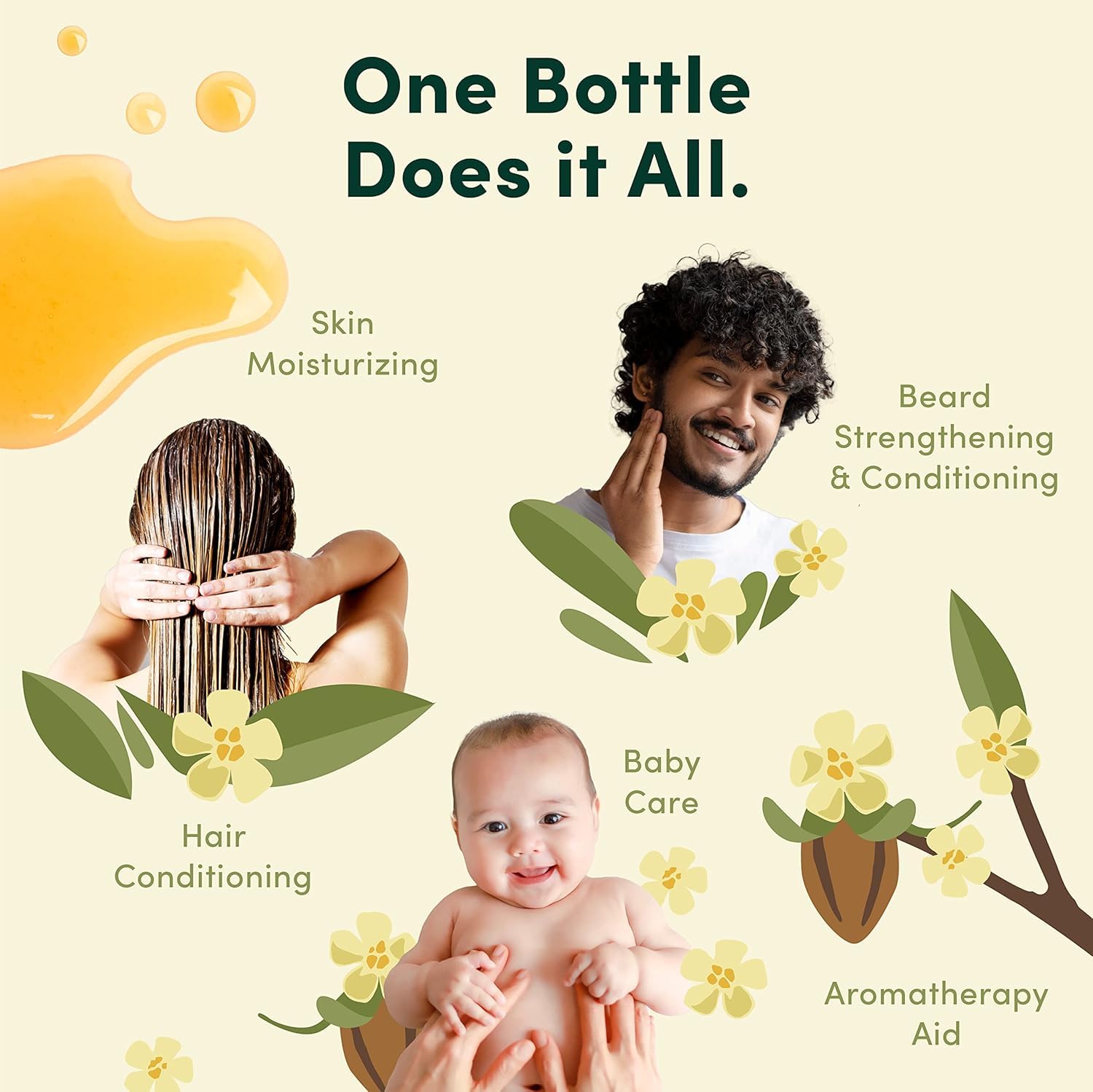 HobaCare Aceite de Jojoba para masajes, absorción suave sin sensación grasa.