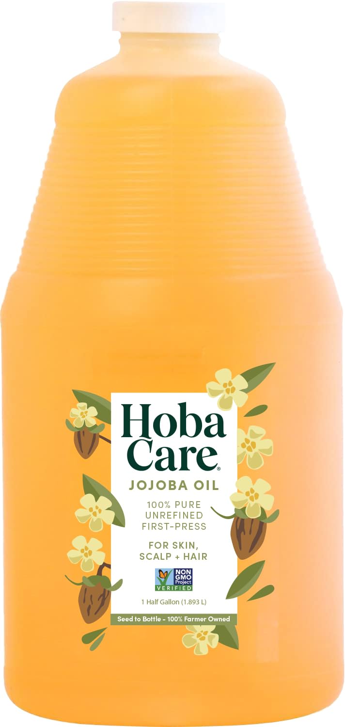 HobaCare Aceite de Jojoba natural en botella, ideal para hidratación profunda de la piel.