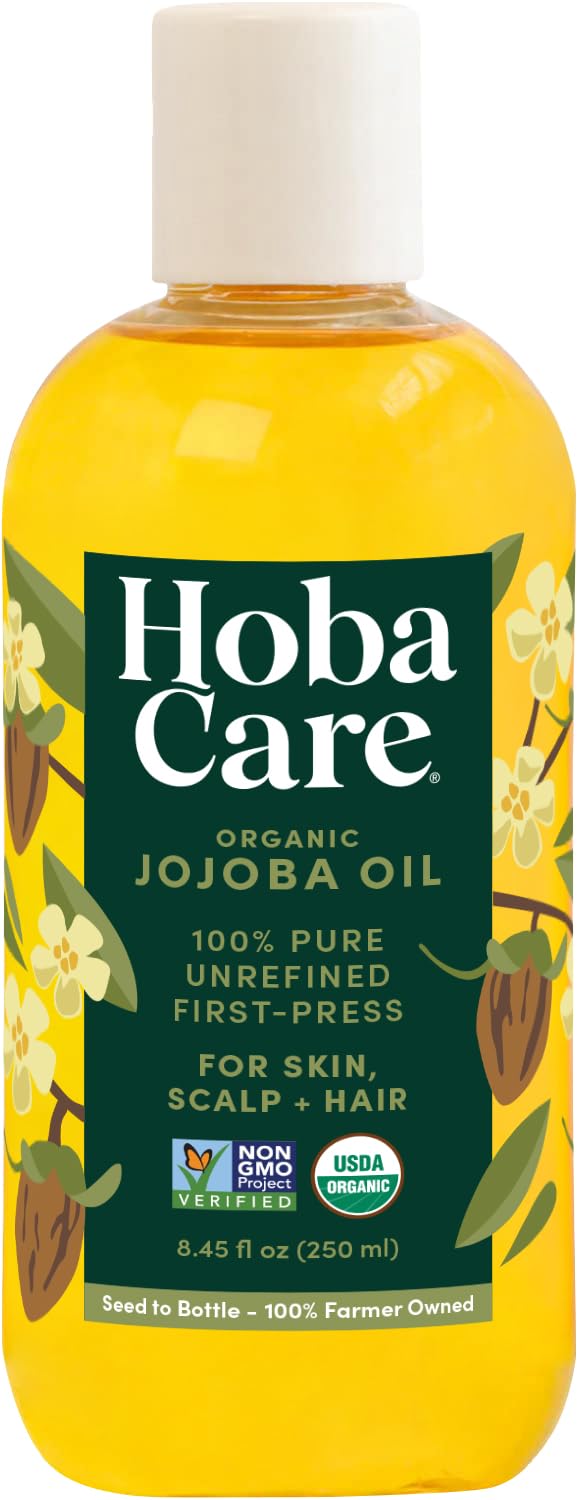 HobaCare aceite de jojoba puro en botella para uso diario, hidratación suave