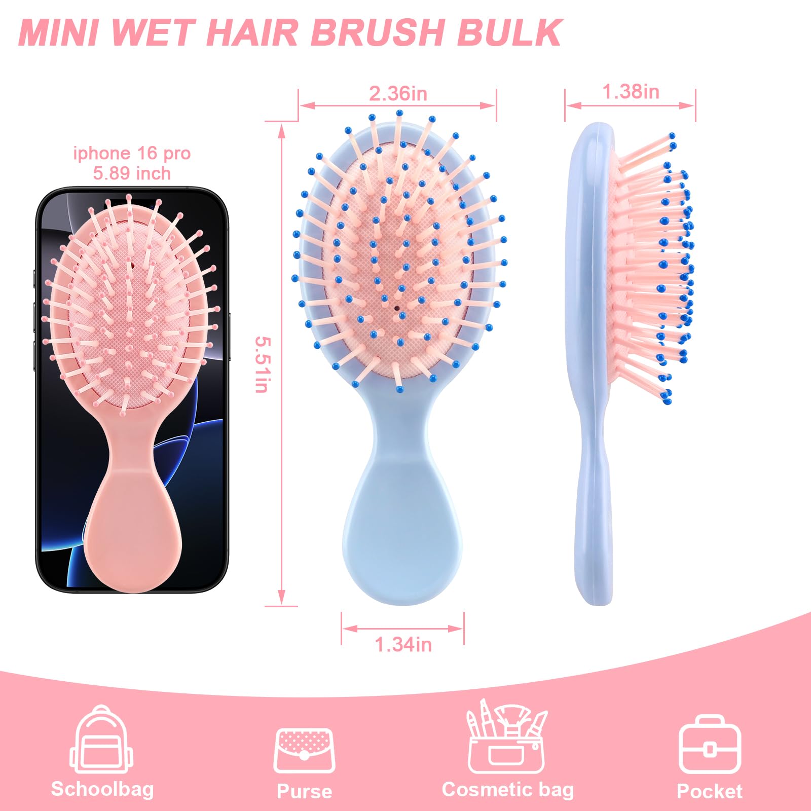 Cepillo mini HOFASON con almohadilla de aire para peinar sin frizz