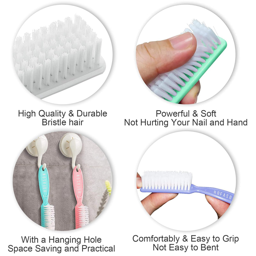 Cepillo de uñas HOFASON con gancho para colgar en baño.