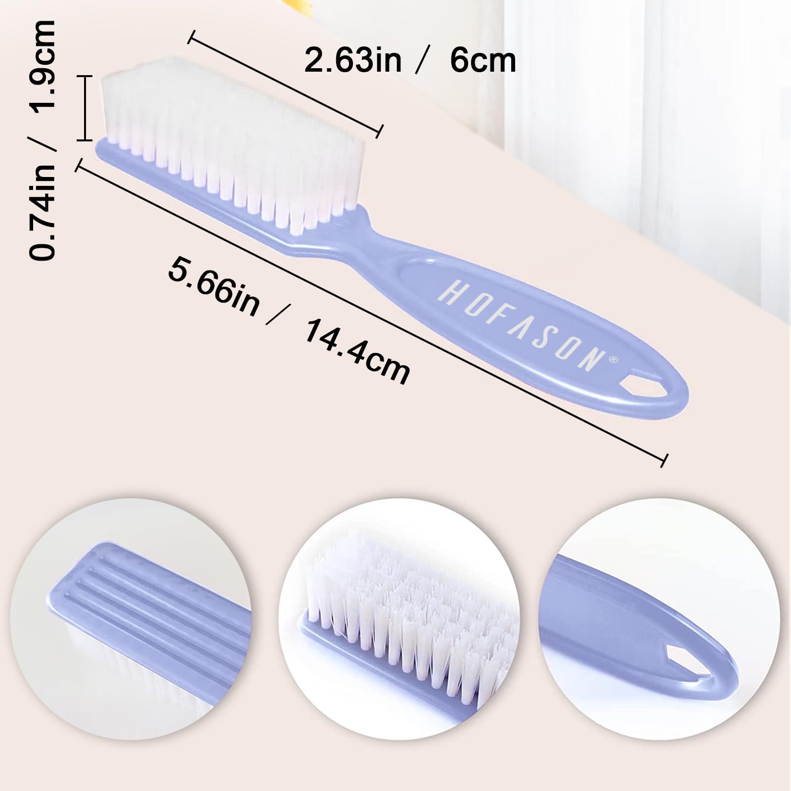 Cepillo de uñas HOFASON duradero y resistente con cuerpo de plástico.