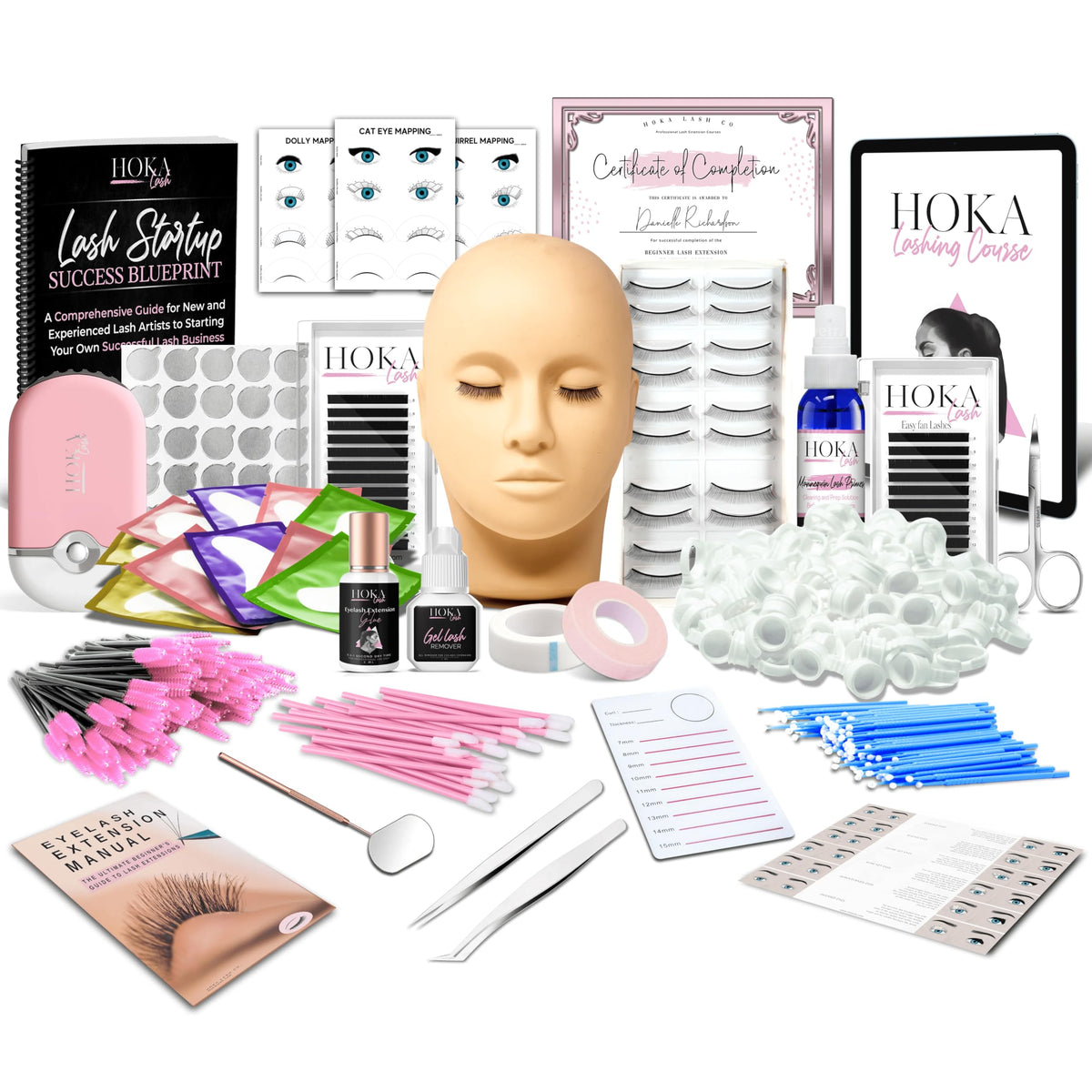HOKA LASH kit complet pour extensions de cils, prêt à pratiquer chez soi.