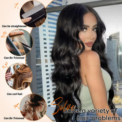 Holiden body wave clip-in extensions with seamless clips for natural wear