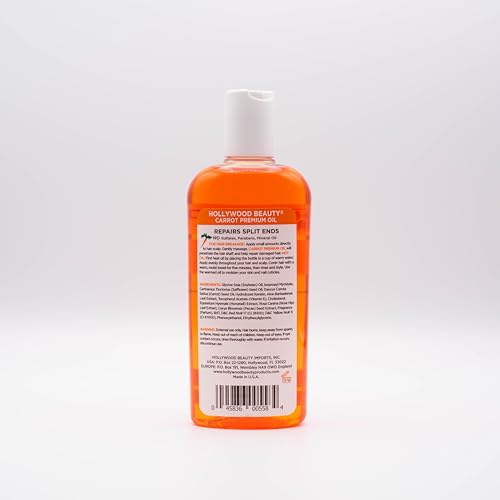 Hollywood Beauty Aceite Zanahoria, enfoque en cabello dañado y cuero cabelludo saludable