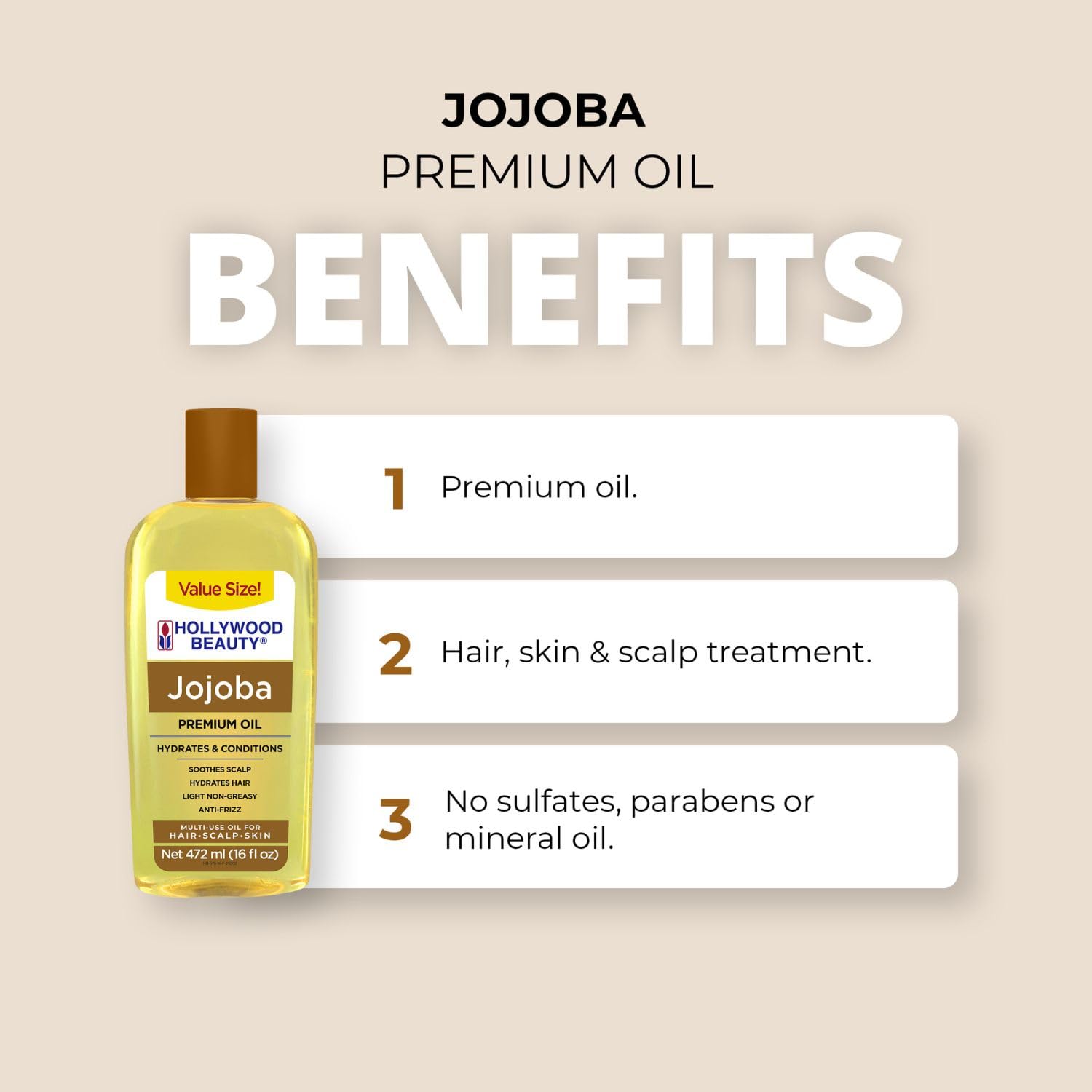 Hollywood Beauty aceite de jojoba para piel: hidrata la piel de forma ligera.