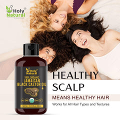 Holy Natural Aceite negro de ricino jamaicano: aplicación en cabello para fortalecer raíces.