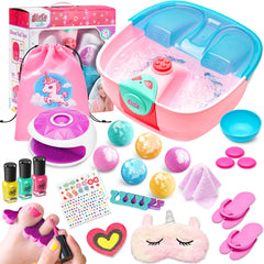 Holycco Kit Spa Pies para niñas, masaje suave y divertido en casa