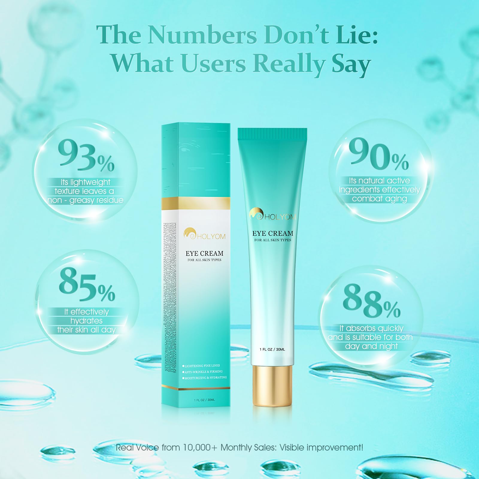 HOLYOM Crema Ojos: fórmula vegana y libre de crueldad para belleza consciente.