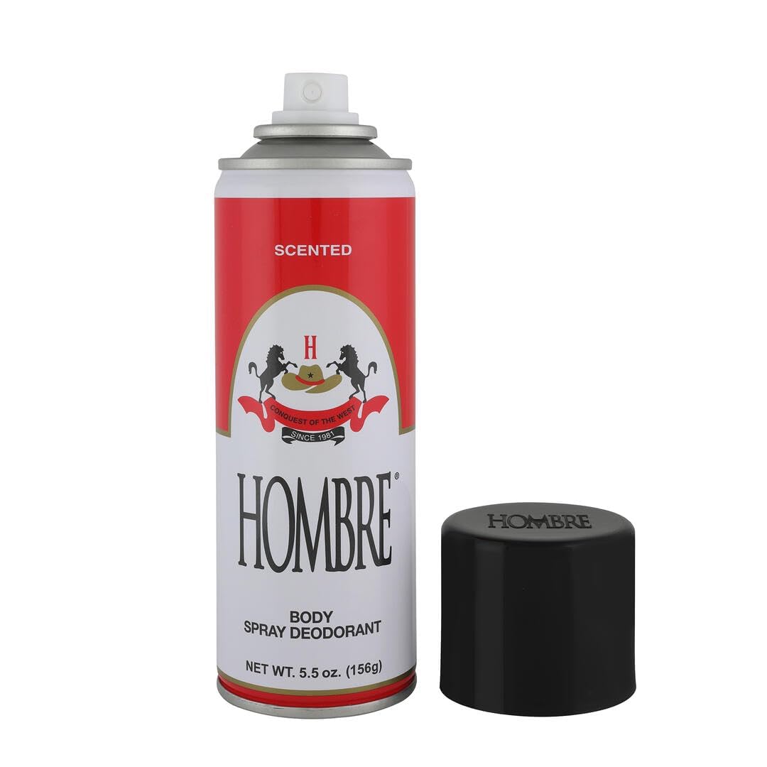 HOMBRE desodorante en spray, aplicación suave y rápida.