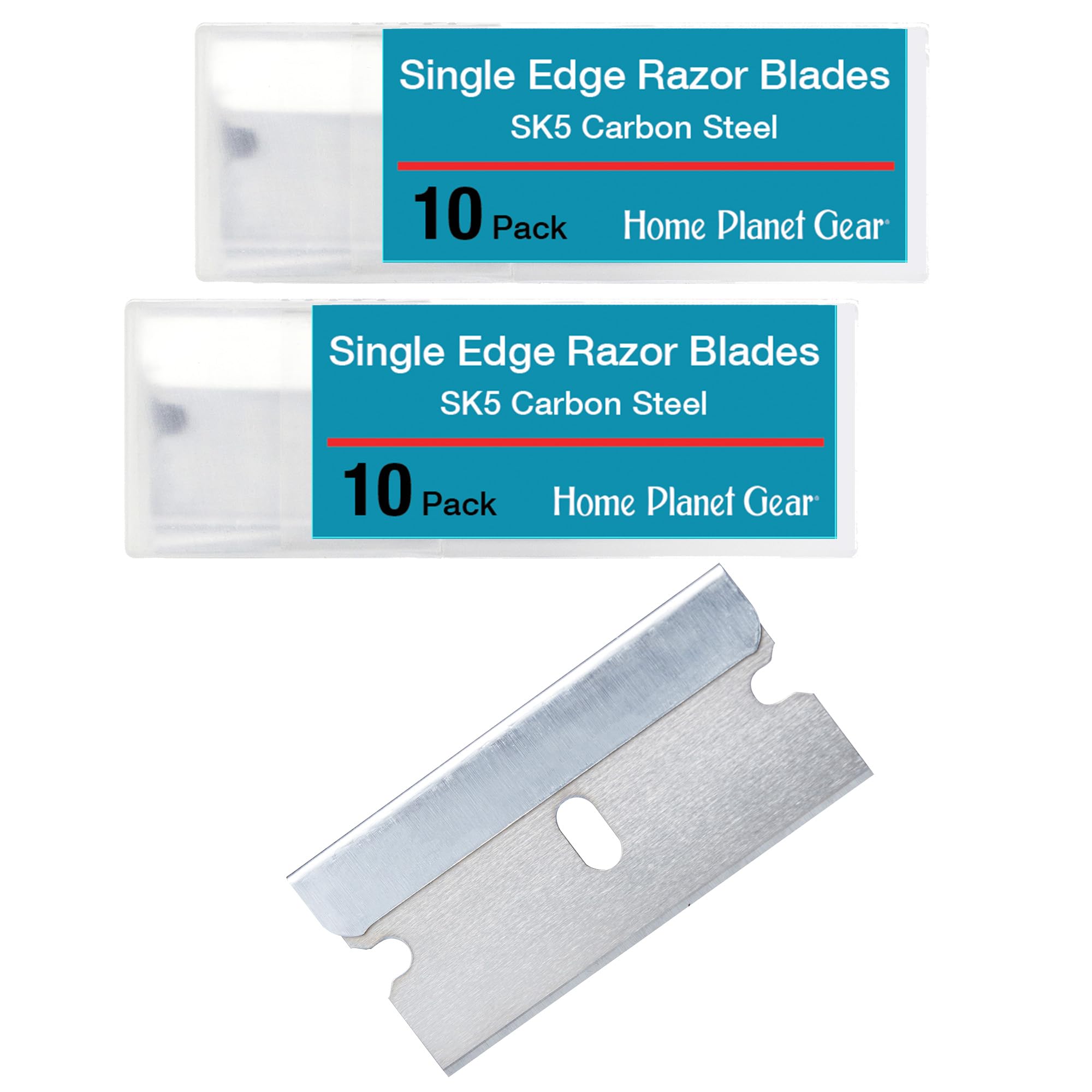 Cuchillas rectas Home Planet Gear: empaque doble de diez para recambios rápidos.