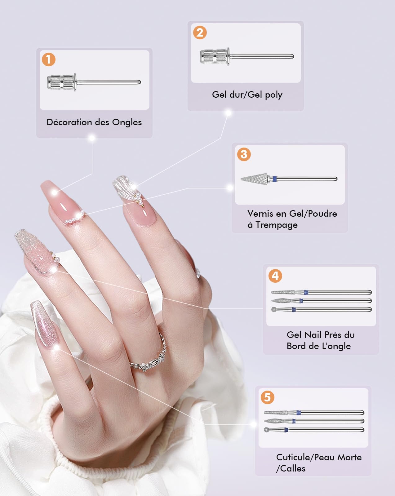 HOMEASY M96 incluye 6 brocas profesionales para uñas