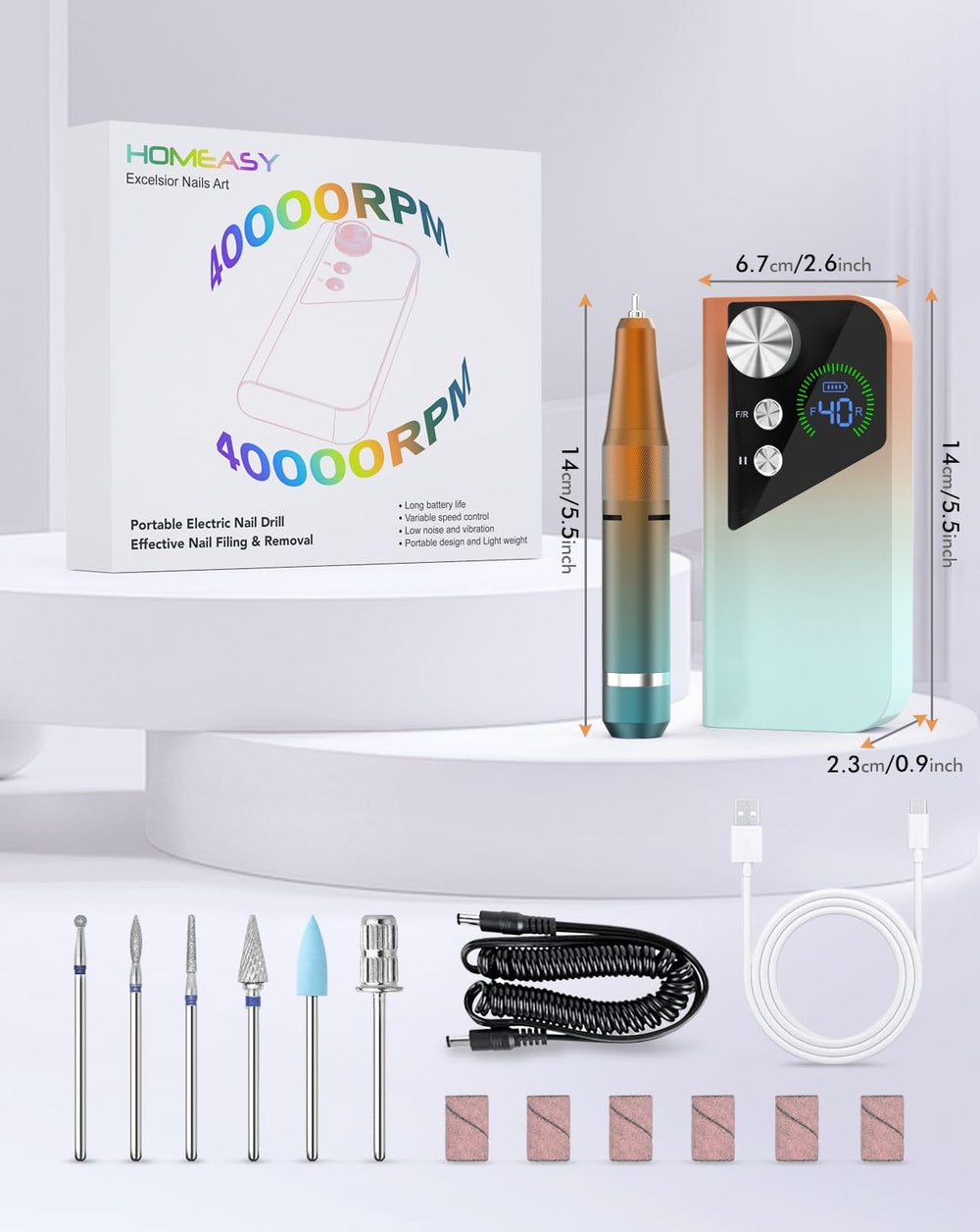 HOMEASY M96 incluye caja y accesorios para uñas