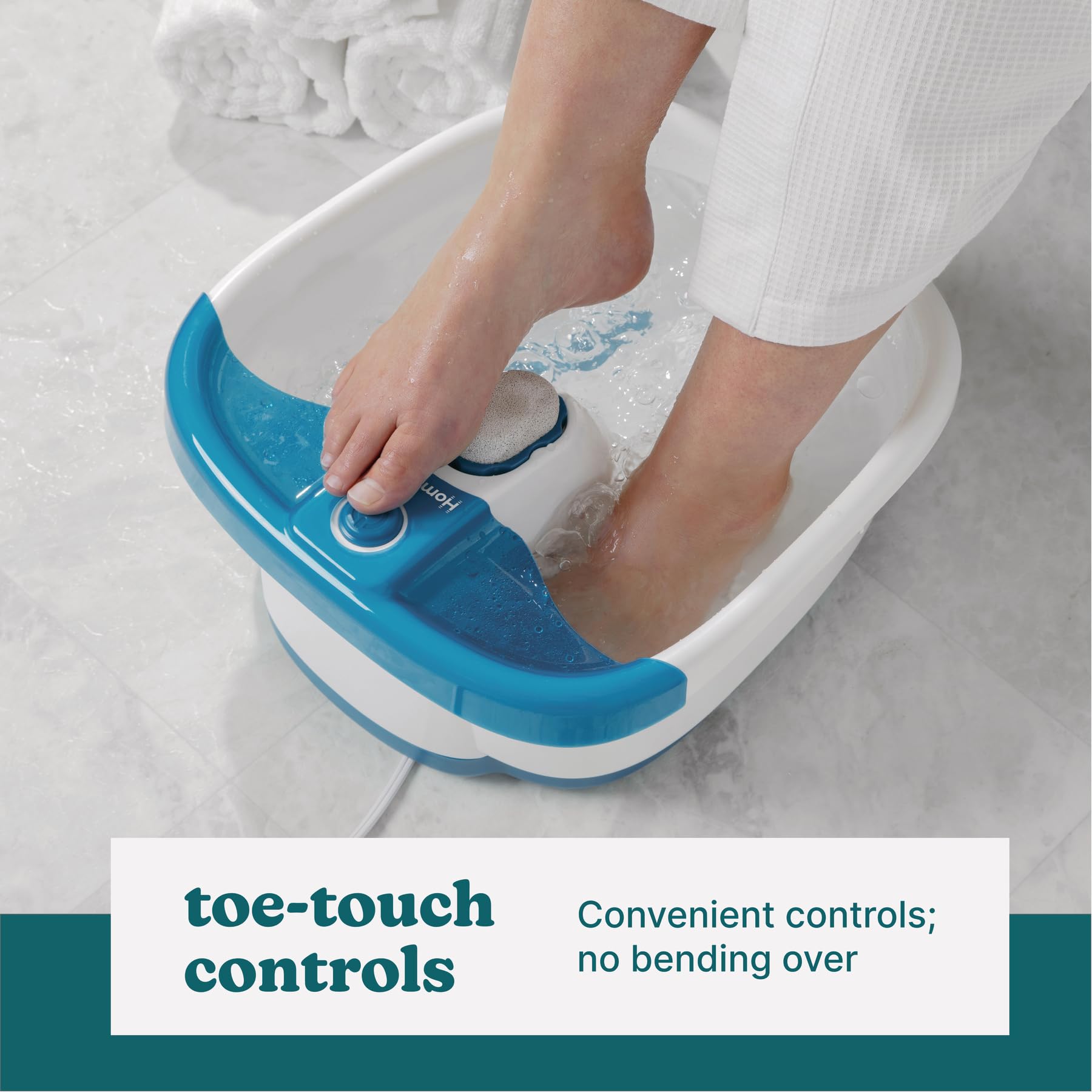 Homedics Bubble Mate con calor suave para relajar músculos.