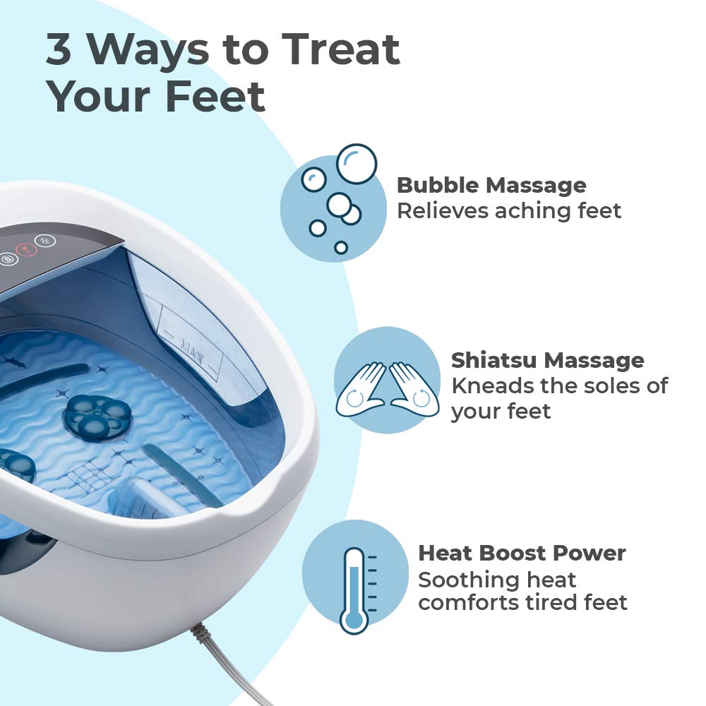 HoMedics Masaje Shiatsu para Pies con burbujas vibratorias para balneario en casa.