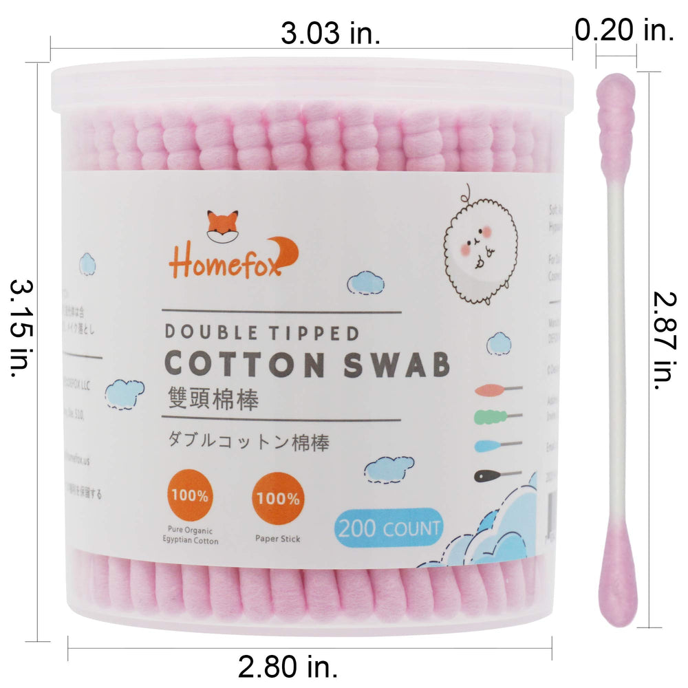 HOMEFOX puntas algodón redondas rosadas: precisión suave para retoques cosméticos.