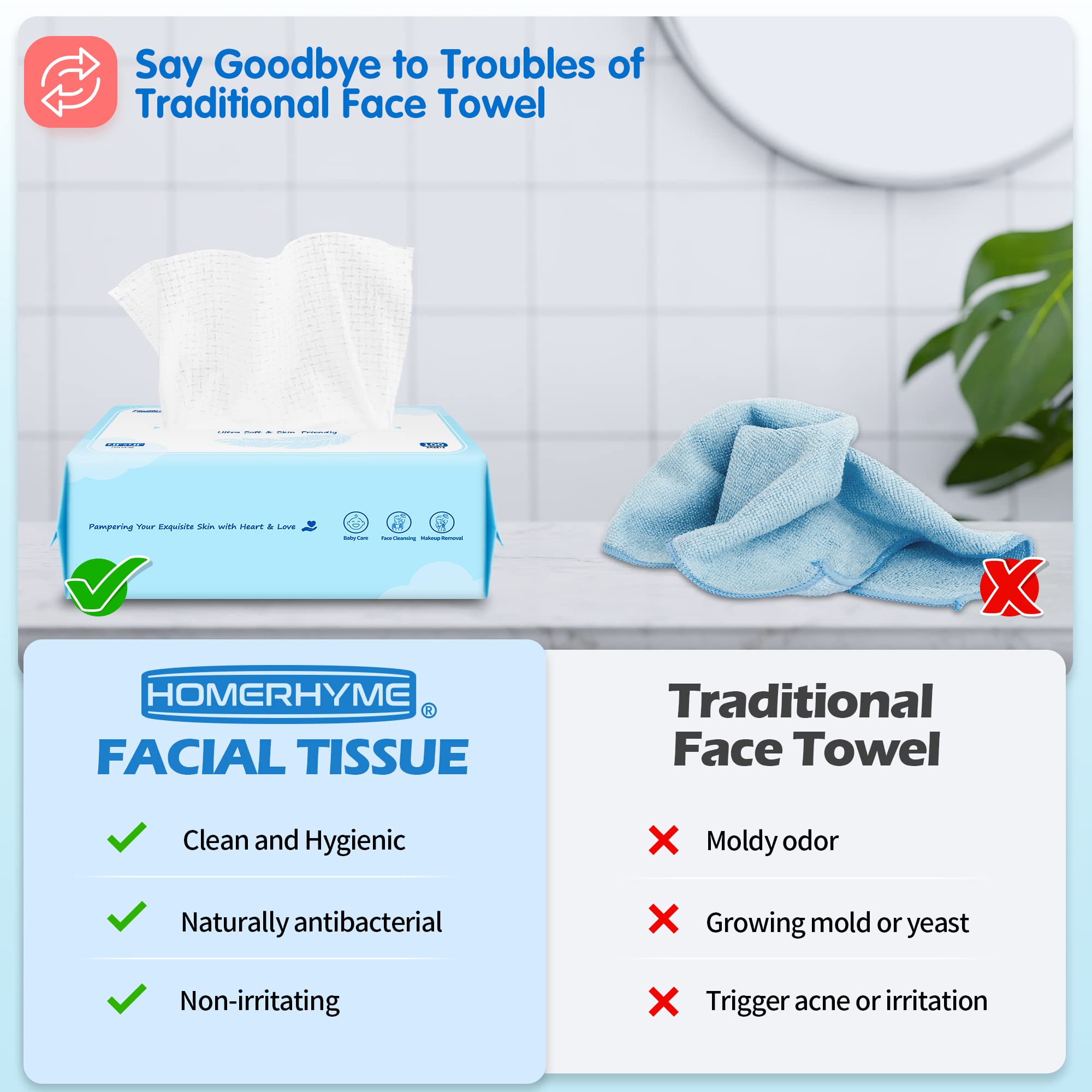 HOMERHYME: toallitas faciales ultra suaves sin irritación