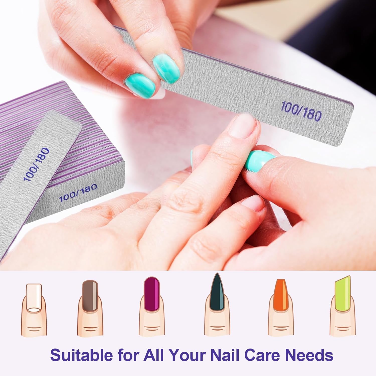 HomeyEra lima doble cara 100/180 para uñas naturales y acrílicas