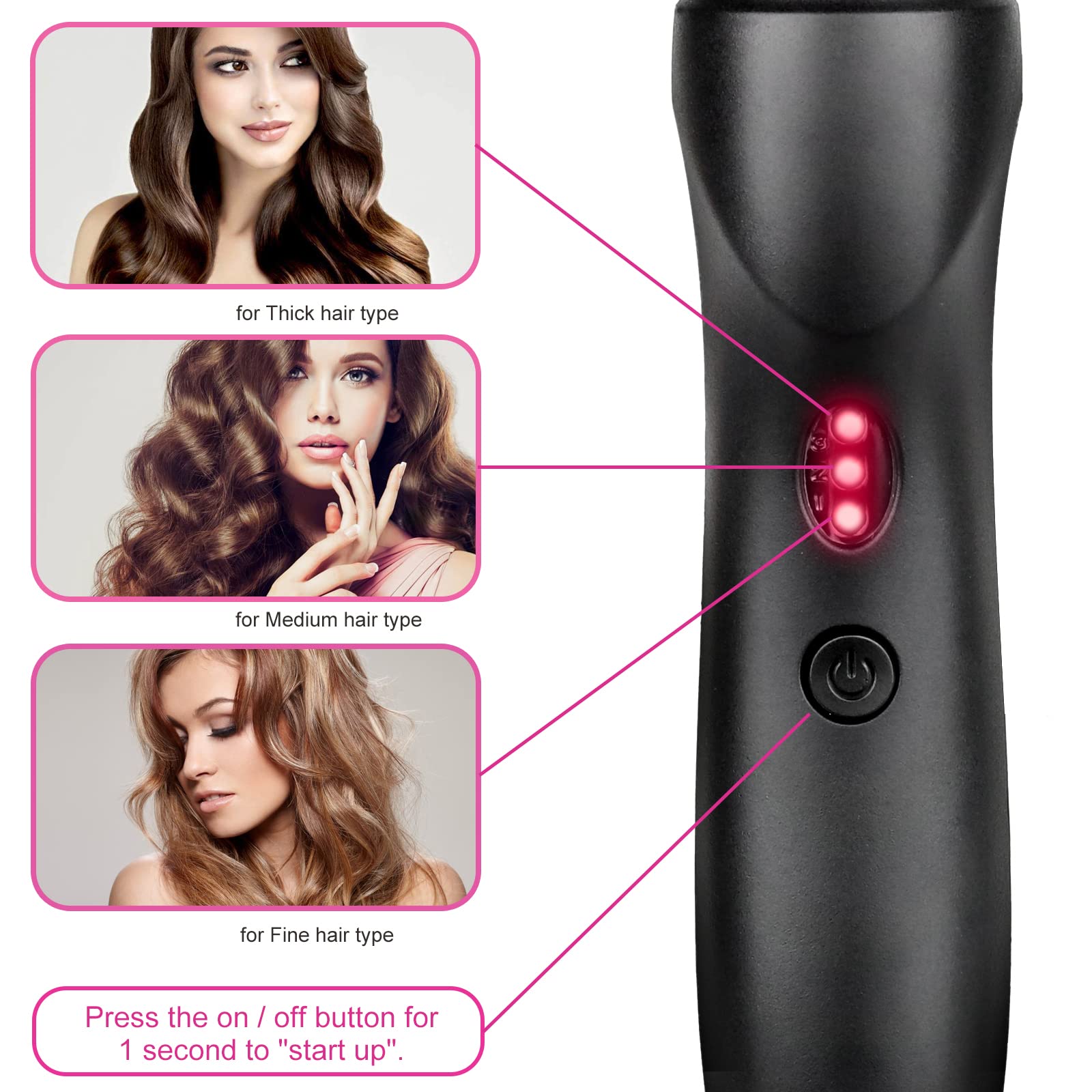 Homfu alisador con ajuste de temperatura para cabello seco.