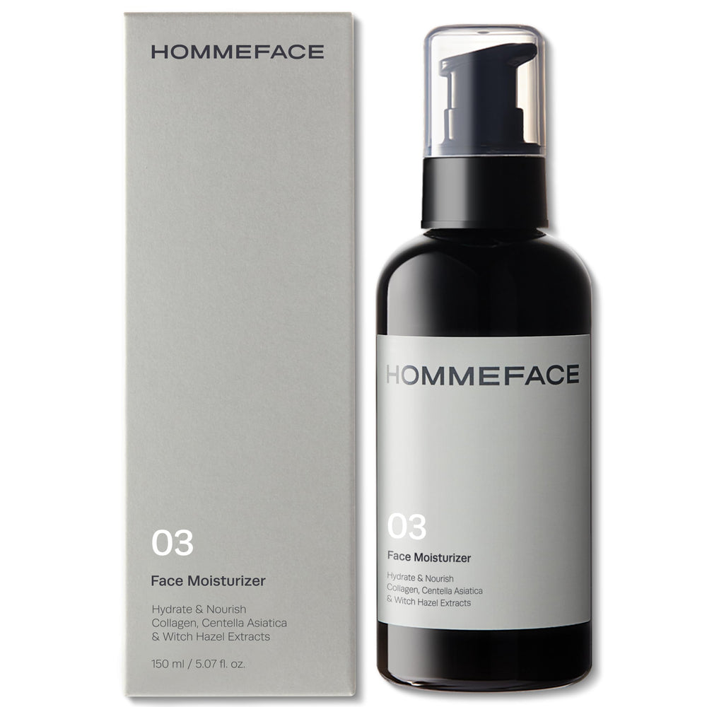 HommeFace crema hidratante diaria para el rostro, en botella lista para usar.