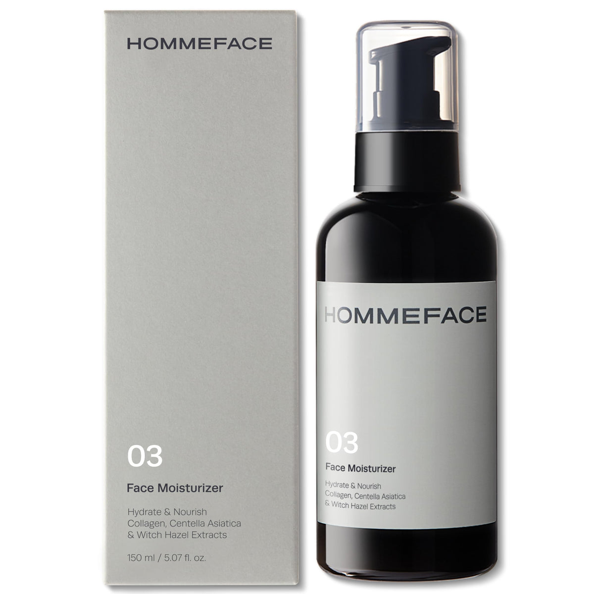 HommeFace crema hidratante diaria para el rostro, en botella lista para usar.