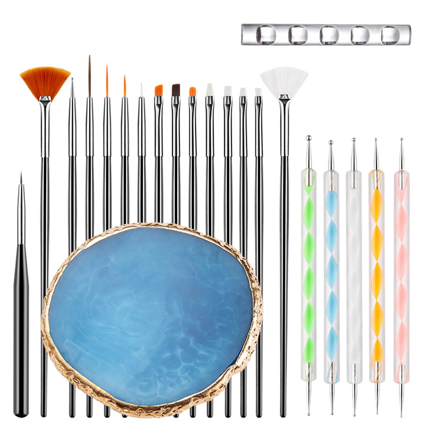 HomTop kit pinceles uñas 22 piezas para crear detalles profesionales.