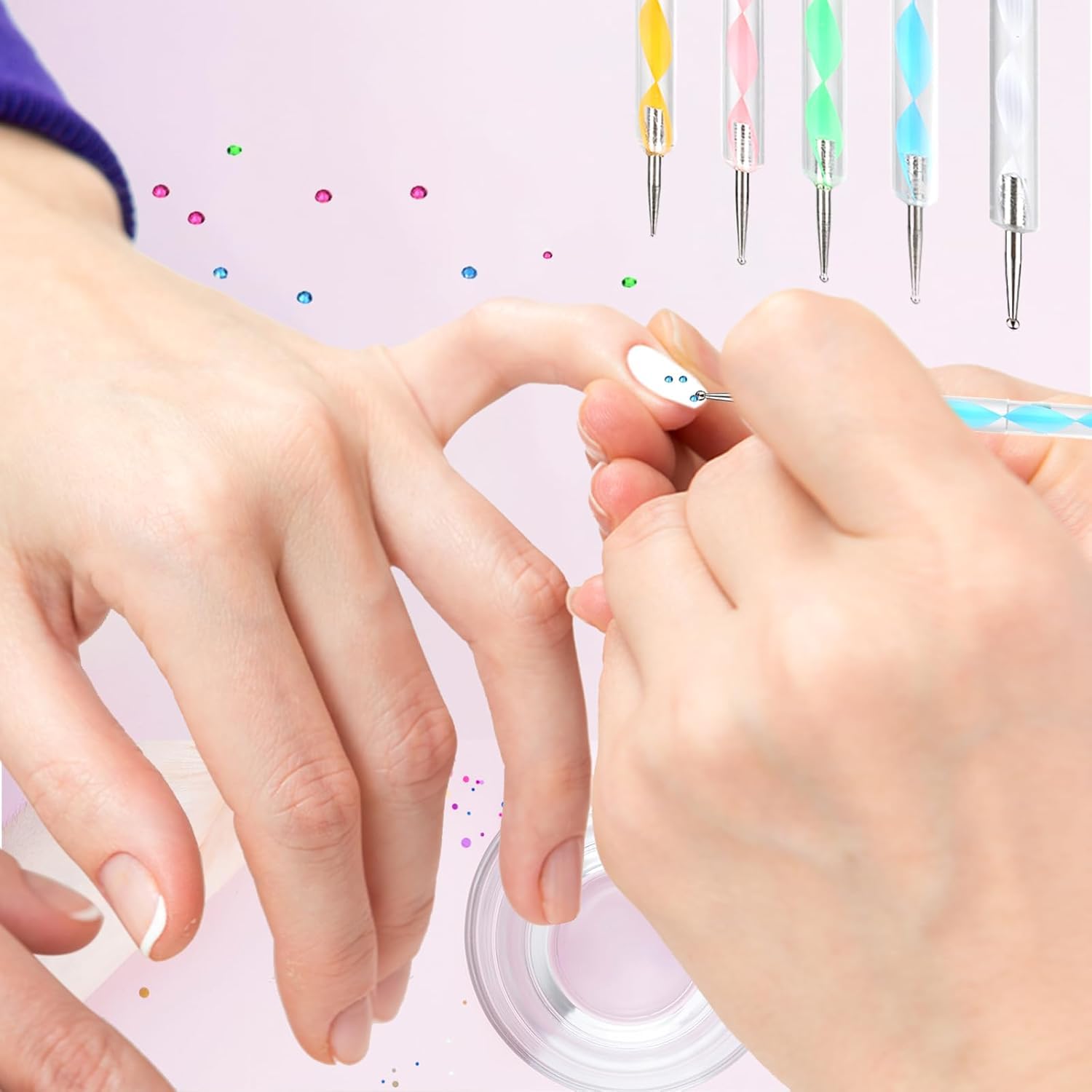 Pinceles HomTop para uñas de distintos tamaños, ideales para líneas, rellenos y detalles.